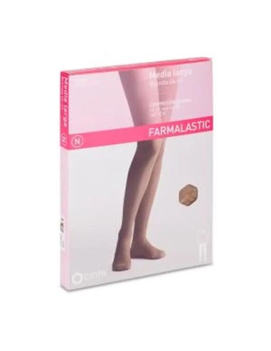Farmalastic Media Larga Blonda Compresión Normal Beige, Talla Reina Plus