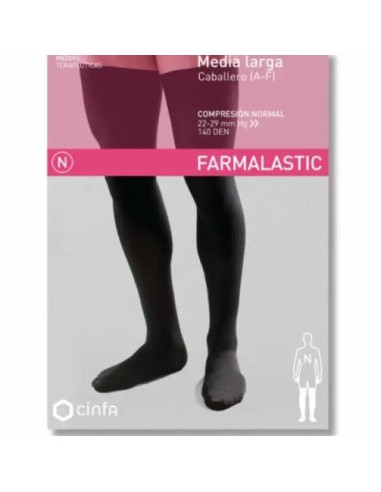 Farmalastic Media Larga Caballero Compresión Normal Negro, Talla Grande