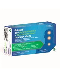 Grippal con Pseudoefredrina y Dextrometorfano, 16 cápsulas