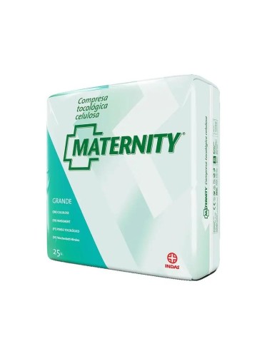 Maternity Compresa Tocológica De Celulosa Grande, 25 unidades
