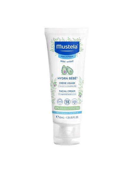 Mustela Hydra Bebé Crema Facial con Aguacate Bio, 40 ml