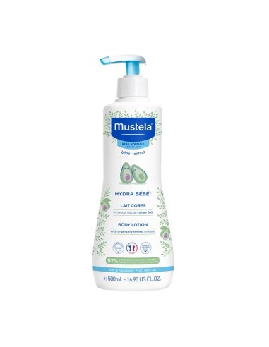 Mustela Hydra Bebé Leche Corporal con Aguacate Bio, 500 ml