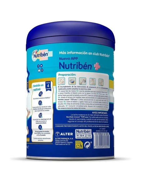 Nutribén  Innova 1 Top Protein Leche de inicio, 800 gr