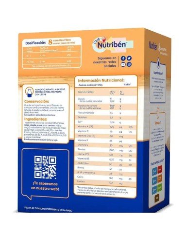 Nutriben Papilla 8 Cereales Miel Fibra 600 gr
