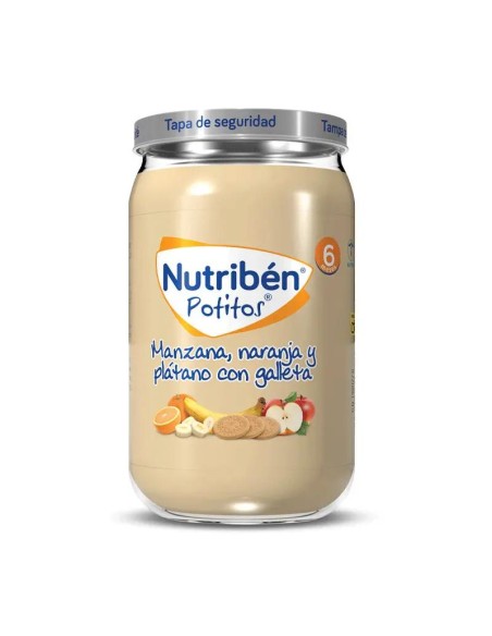 Nutribén Potito Manzana, Naranja y Platano con Galleta, 235 gr