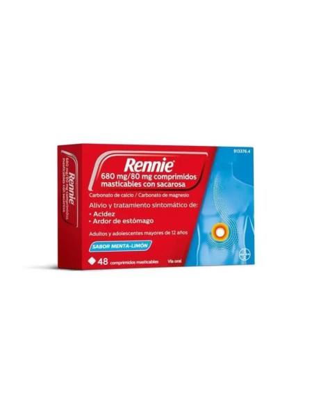 Rennie 48 Comprimidos Masticables con Sacarosa Menta- Limón Rennie 48 Comprimidos Masticables con Sacarosa Menta- Limón