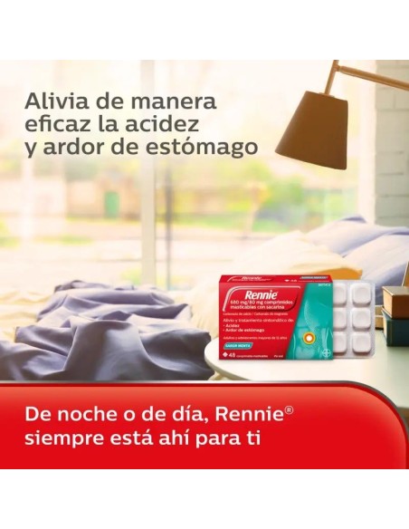 Rennie 48 Comprimidos Masticables con Sacarosa Menta- Limón Rennie 48 Comprimidos Masticables con Sacarosa Menta- Limón