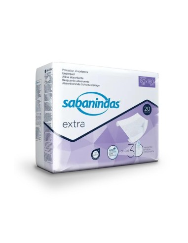 Sabanindas Extra Protector Absorbente Ajustable 80 X 180 Cm., 20 unidades