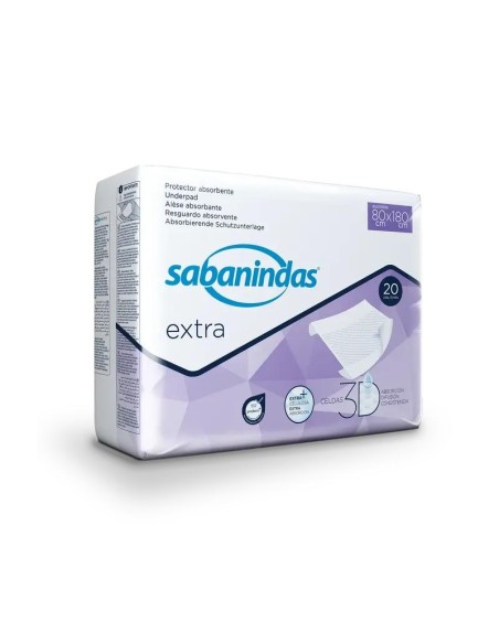 Sabanindas Extra Protector Absorbente Ajustable 80 X 180 Cm., 20 unidades