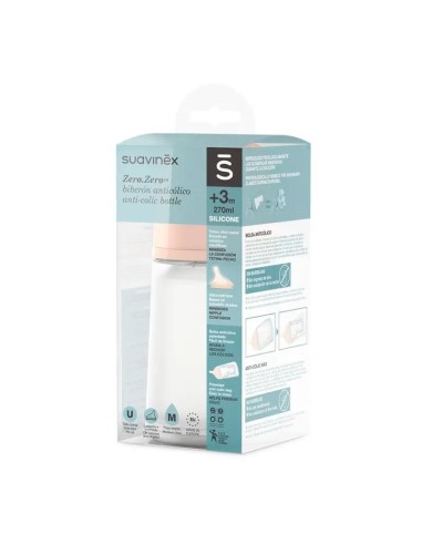 Suavinex Biberón Anticólico Tetina M Silicona, 270 ml
