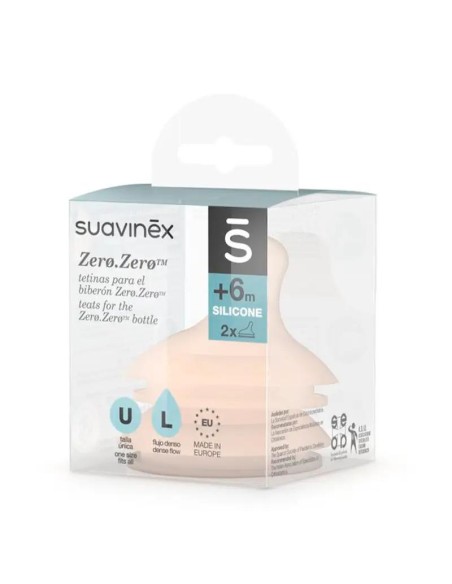 Suavinex Tetina Anticólico Flujo L Silicona, 2 unidades