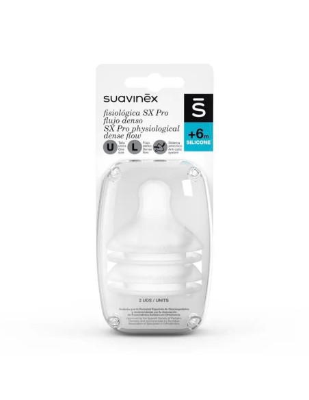 Suavinex Tetina Fisiologica Flujo L Silicona, 2 unidades