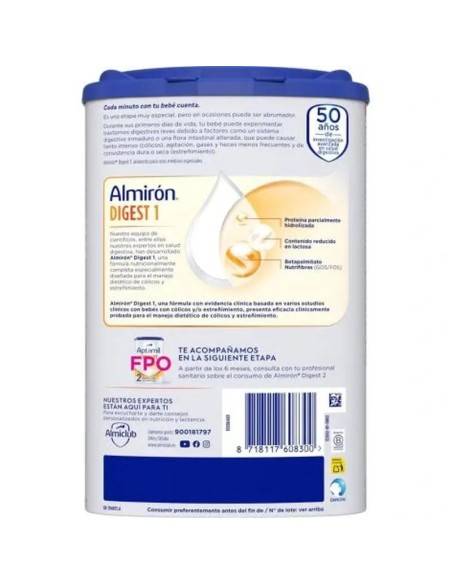 Almirón Advance Digest 1, Leche de Inicio Bebé Anti-Cólico y Estreñimiento, 800g Almirón Advance Digest 1, Leche de Inicio Bebé Anti-Cólico y Estreñimiento, 800g