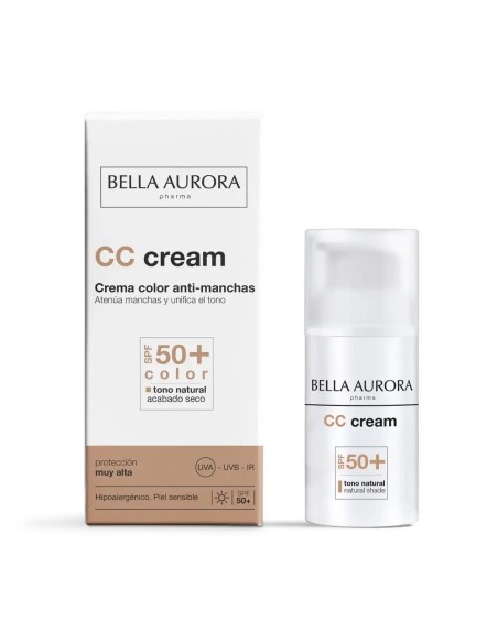 Bella Aurora CC Protect Solar con Color Antimanchas SPF 50+, 30 ml