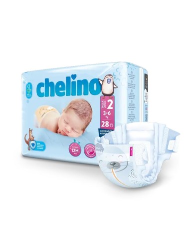 Chelino Pañal Talla 2 (3-6 Kg), 28 unidades