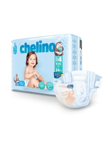 Chelino Pañal Talla 4 (9-15 Kg), 34 unidades