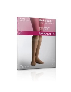 Farmalastic Media Corta Compresión Fuerte Puntera Cerrada Beige, Talla Grande, Unidad