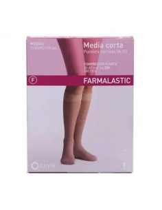 Farmalastic Media Corta Compresión Fuerte Puntera Cerrada, Talla Reina Plus, Unidad