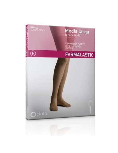 Farmalastic Media Larga Blonda Compresión Fuerte 30-40 Mm Hg, Talla Reina, Unidad