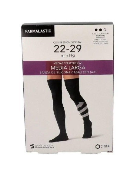 Farmalastic Media Larga Caballero Compresión Normal Negro, Talla Grande, Unidad
