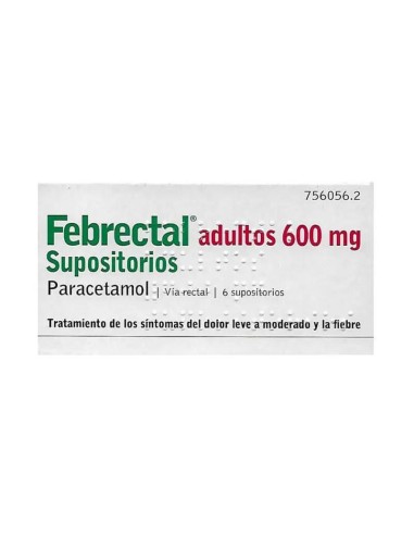 Febrectal Adultos 600 mg, 6 Supositorios