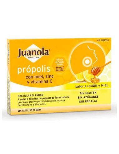 Juanola Propolis Miel Zinc Vitamina C 24 Pastillas