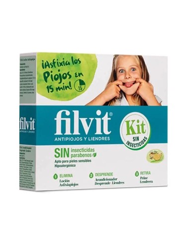 Filvit Antipiojos y Liendres Kit Dimeticona Loción 125 ml + Acondicionador 125 ml + Peine