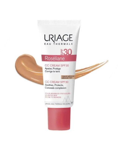 Uriage Roséliane Cc Cream Spf30 Crema Con Color Piel Sensible, Con Rojeces, Rosácea E Hiperreactiva, 40 ml