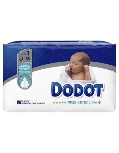 Dodot Pro Sensitive Pañal Talla 1 (2-5 Kg), 38 unidades