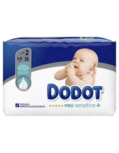 Dodot Pro Sensitive Pañal Talla 2 (4-8 Kg), 36 unidades