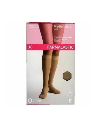 Farmalastic Media Corta Compresión Normal Beige, Talla Grande