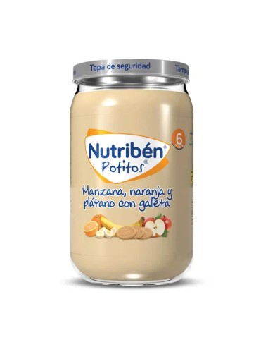 Nutribén Potito Manzana, Naranja y Platano con Galleta, 235 gr