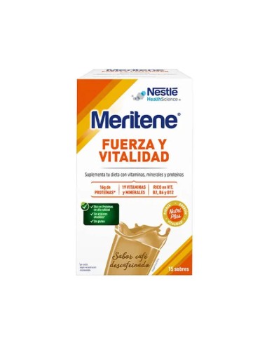 Meritene Fuerza y Vitalidad Batido Sabor Café Descafeinado 15 Sobres